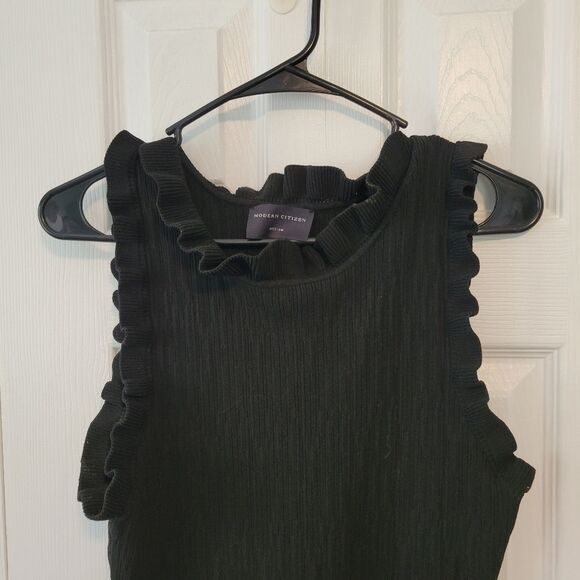 Modern Citizen Madelyn Ruffle Trim Midi Dress in Black Size Medium - Picture 3 of 5